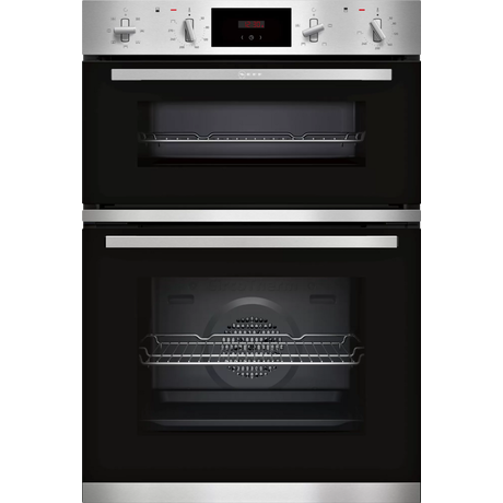 Neff U1GCC0AN0B 59.4cm Built In Electric Double Oven - Black & Steel