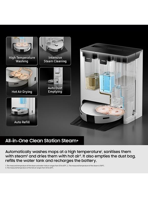 Samsung Bespoke Jet Bot Combo+ 3-in-1 Cleaning VR7MD96514G/EU Robot Vacuum  Cleaner - Satin Grey