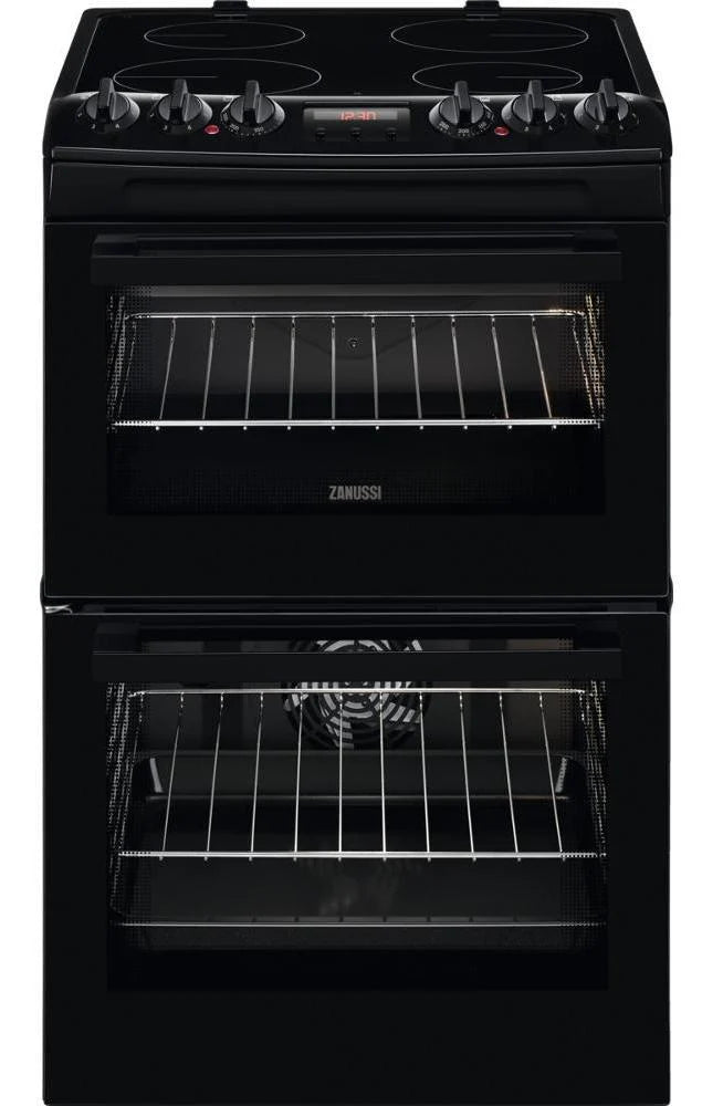 Zanussi ZCV46250BA 55cm Double Oven Electric Cooker With Ceramic Hob - black