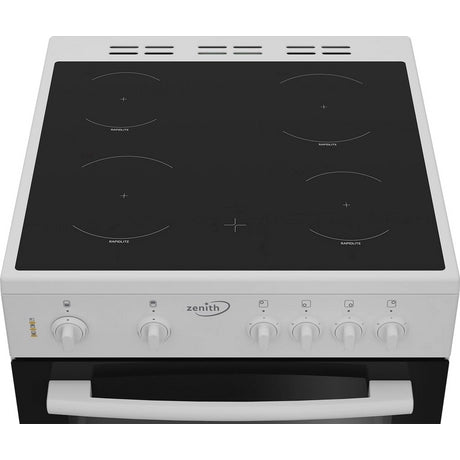 Zenith ZE605W 60cm Twin Cavity Electric Cooker with Ceramic Hob - White