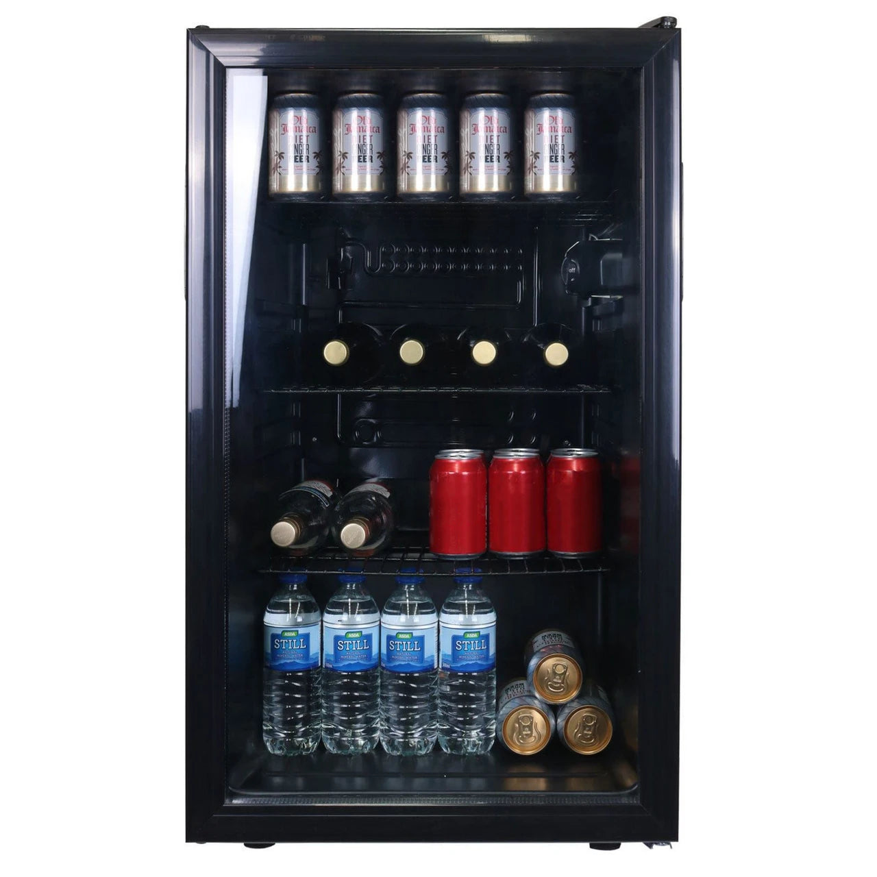SIA DC10BL Under Counter Drinks Fridge / Wine Cooler 110L With Glass Door,