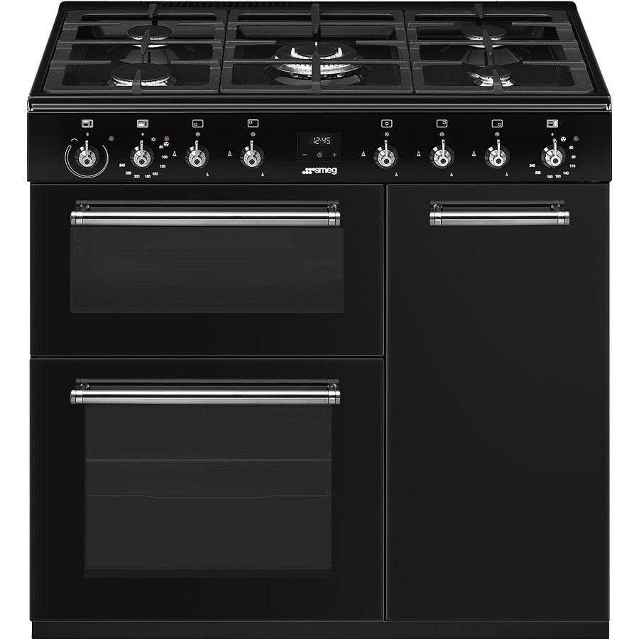 Smeg CX93GMBL 90cm Concert Dual Fuel Range Cooker Black