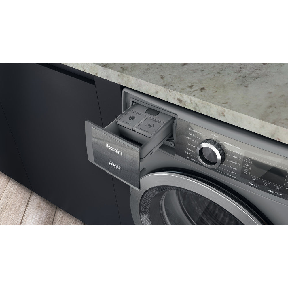 Hotpoint H8W946SB UK 9kg auto-dose Washing Machine - Silver