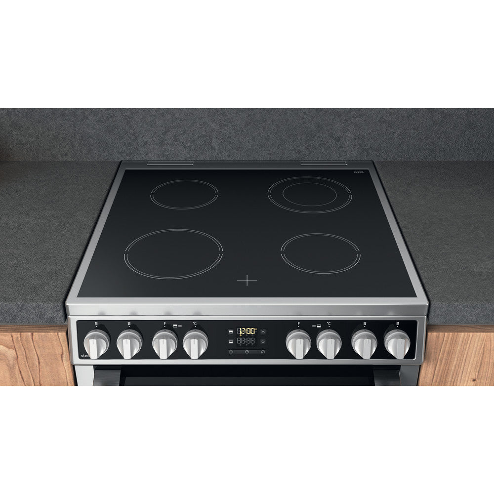 Hotpoint HDM67V8D2CX/UK Electric Double fan assisted Cooker - Inox