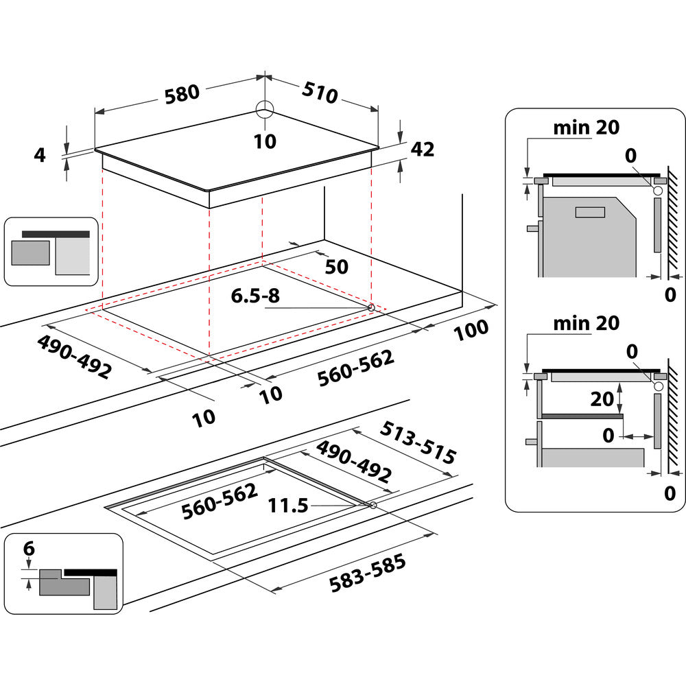 Indesit RI161C 60cm Ceramic Hob