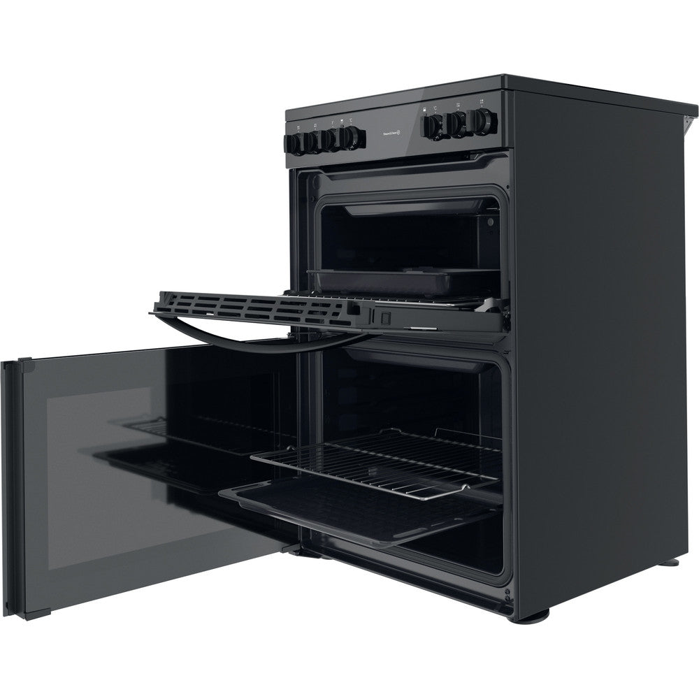 Indesit  60cm wide freestanding double oven cooker-  ID67V9KMB/UK