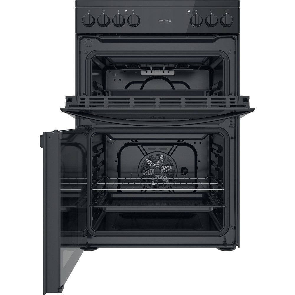 Indesit  60cm wide freestanding double oven cooker-  ID67V9KMB/UK