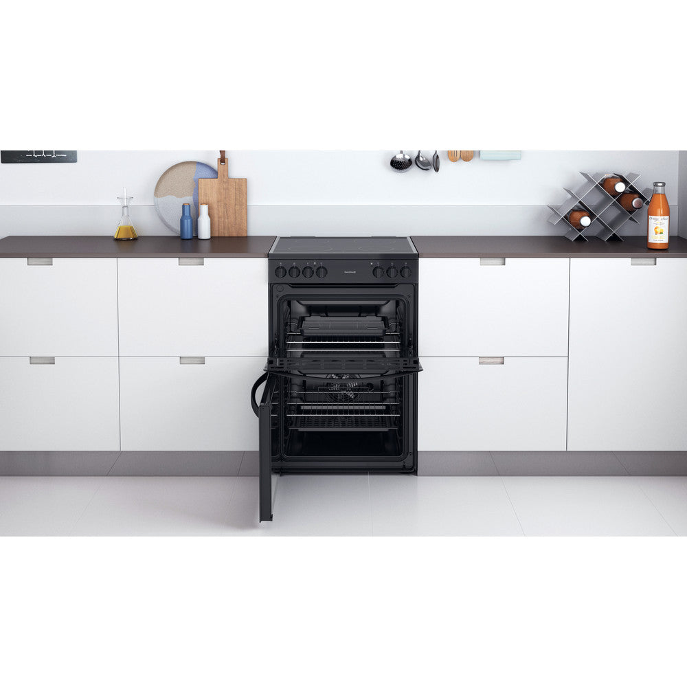 Indesit  60cm wide freestanding double oven cooker-  ID67V9KMB/UK