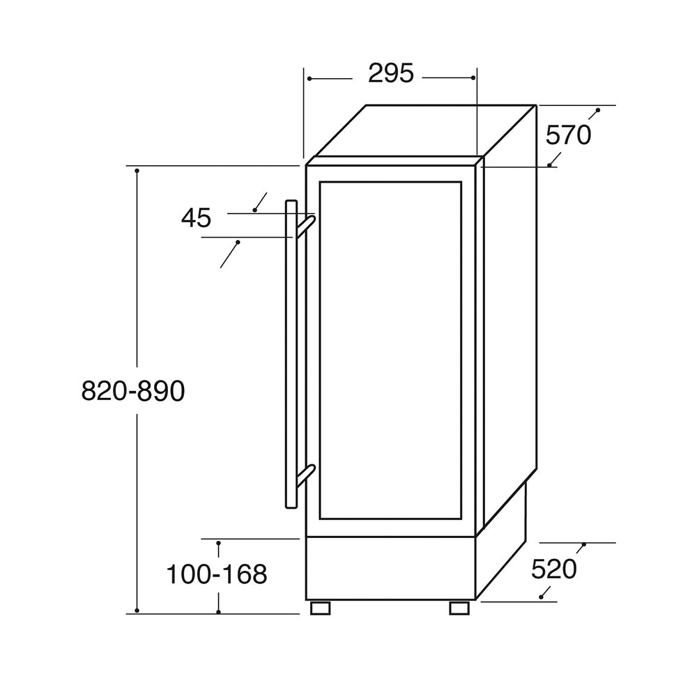 CDA 30cm wide  Freestanding Under Counter Wine Cooler-STAINLESS STEEL