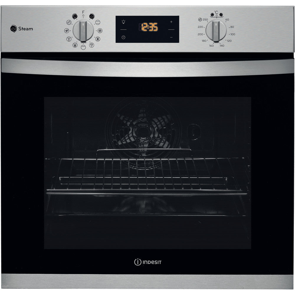 Indesit kfws3844hix built in single oven with steam