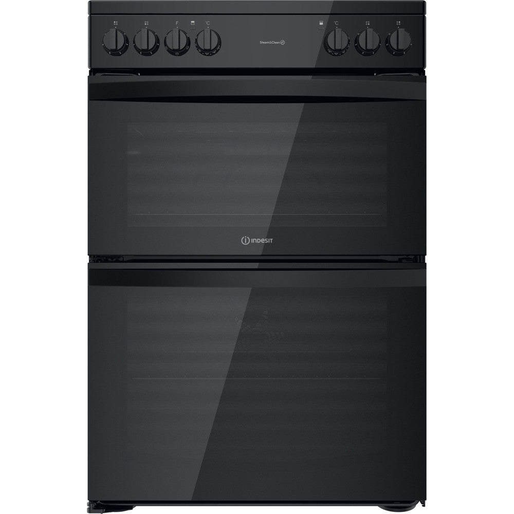 Indesit  60cm wide freestanding double oven cooker-  ID67V9KMB/UK