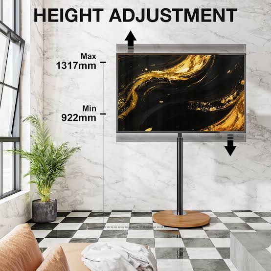 FSC Oak Floor Pedestal TV stand by TTap, featuring a sleek wooden design with ample space for TV and multimedia devices.