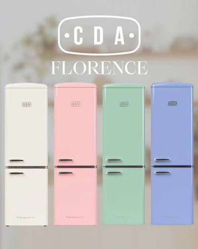 CDA  1194112 FLORENCE tea rose Retro 60cm freestanding 60/40 pink fridge freezer