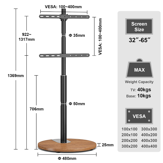 FSC Oak Floor Pedestal TV stand by TTap, modern wooden stand with open shelving for TV and media accessories.