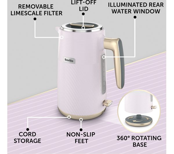 Breville Obliq VKT204 Jug Kettle - Lilac & Pale Gold