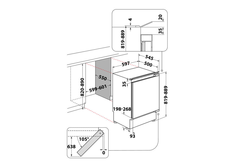 Hotpoint undercounter integrated fridge - hbu11