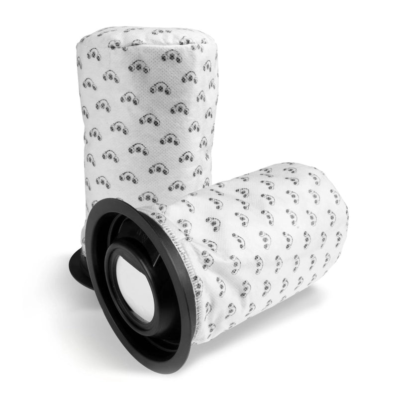 Henry Quick Pods 10-pack cylindrical packaging beside two white filter pods with black seals.