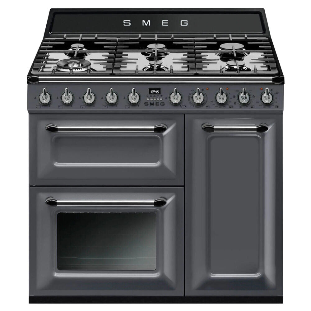 Smeg TR93GR 90cm Dual Fuel Range Cooker-Slate Grey