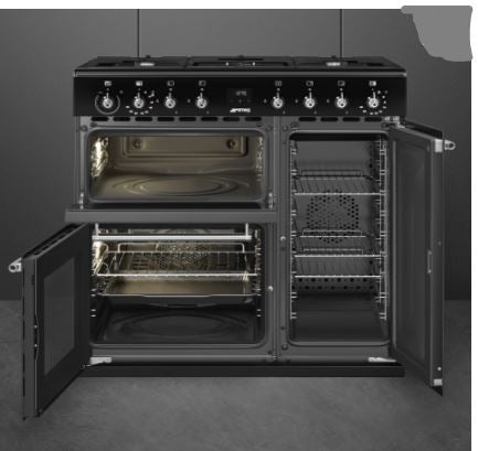 Smeg CX93GMBL 90cm Concert Dual Fuel Range Cooker Black