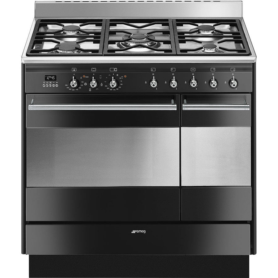 SMEG SUK92MBL9-1 90cm Concert Dual Fuel Range Cooker Black