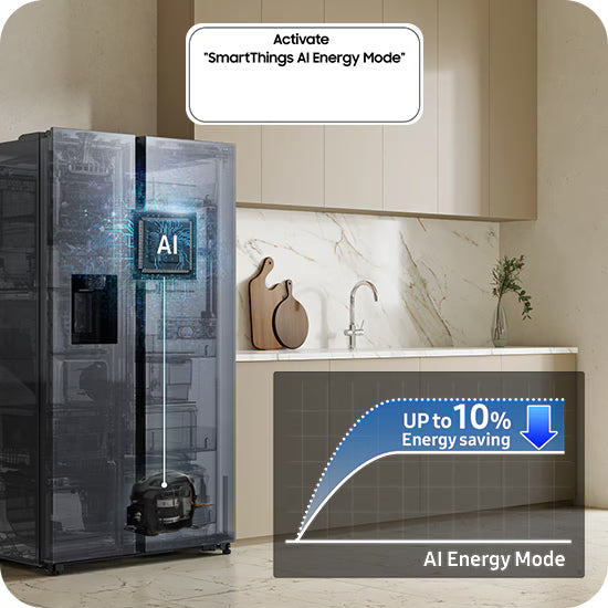 SAMSUNG Bespoke AI Family Hub RS90F66BEFEU American-Style Smart Fridge Freezer with On-device Bixby - Black