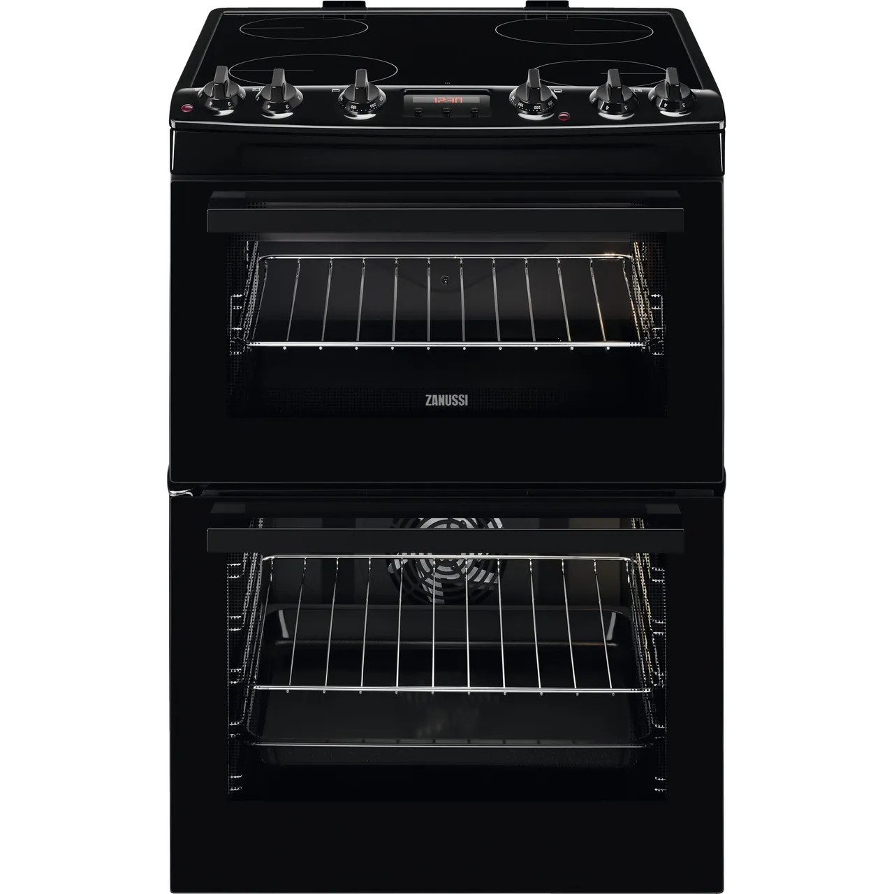 Zanussi 60cm wide freestanding cooker with self cleaning interior zcv66250ba -black