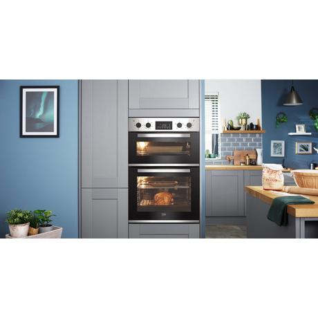 Beko CDFY22309X 60cm Built In High Specification RecycledNet Double Oven - Stainless Steel