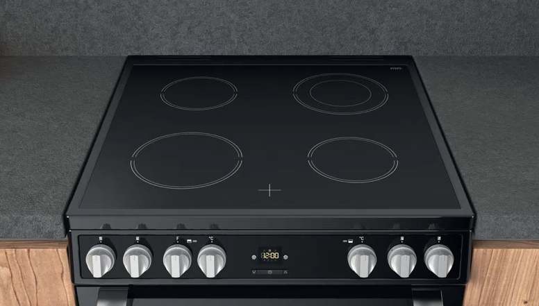 Hotpoint HDT67V9H2CB Ceramic Double Cooker - Black