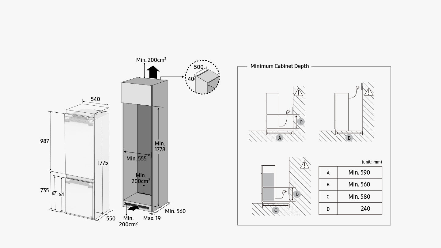 Samsung brb26600fww Integrated Fridge Freezer with No Frost